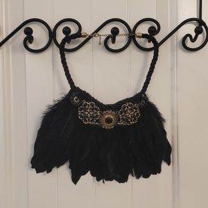 Black feather necklace